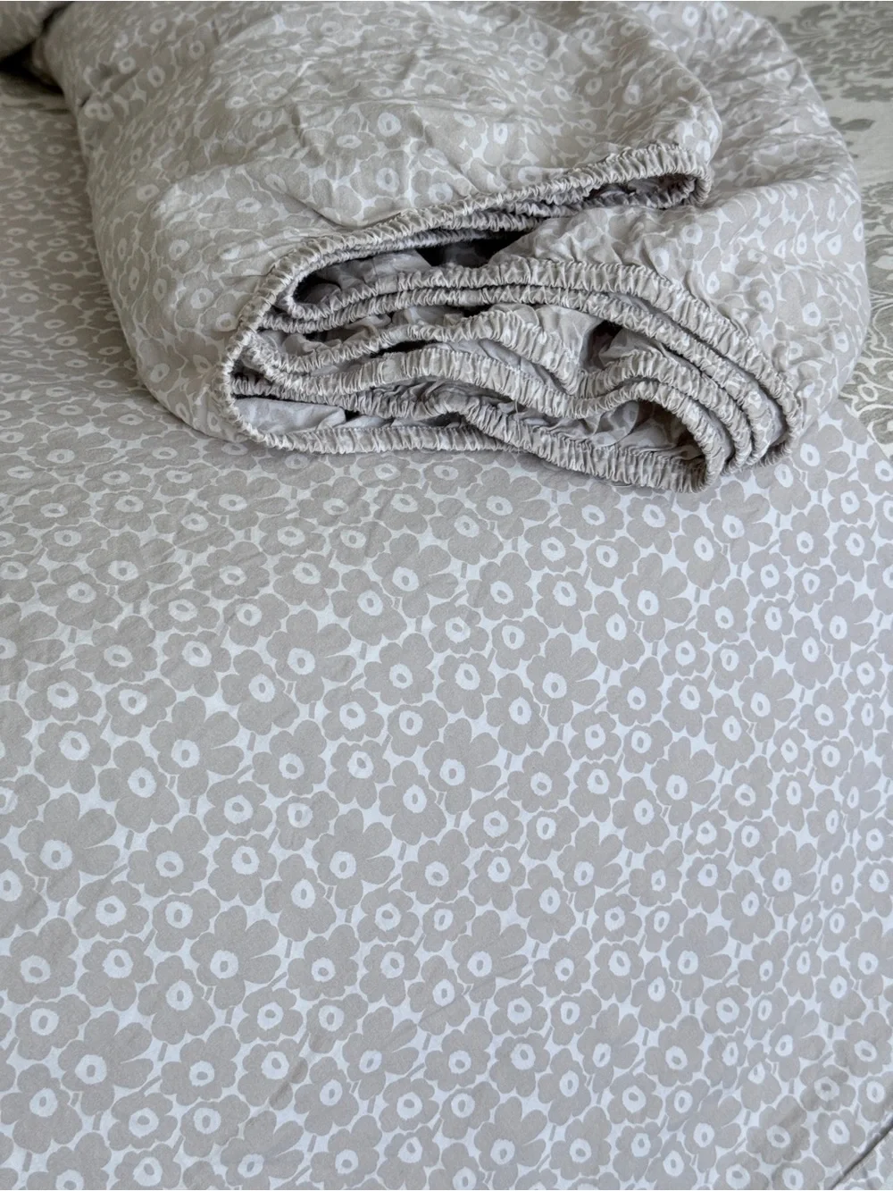 Marimekko Flower Print Neutral Taupe Twin XL Dorm Ready